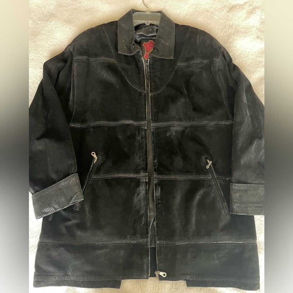 Leather Suede Jacket Women’s  Black Full Zip XL